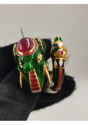 925 Ayar Gümüş Mine İşlem Yüzük 248 Altın