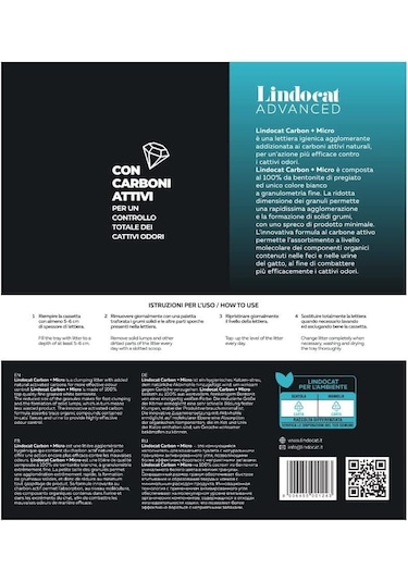 Lindocat Advanced Carbon + Micro Aktif Karbonlu Kedi Kumu 6 L