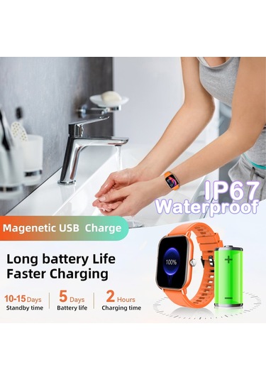 Geeroyoo JZR GY 2 İnç Sağlık uyku Takibi IP67 Su Geçirmez Bluetooth 5.3 Görüşme Mini Oyunlar & 100+ Spor Modu Uzun Pil Ömrü Akıllı Saat