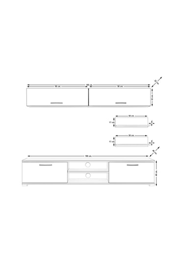 Decoraktiv Eko 5 Mdf Dvd Tv Ünitesi Tv Sehpası Beyaz - Siyah
