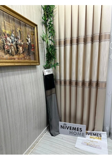 Nivemeshome Mozaik Ft614163 V-101 Krem 1/3 Sık Pileli Fon Perde Apm Krem