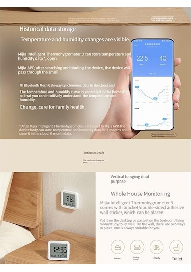 Xıaomı Mijia Bluetooth Termometre 3 Akıllı Elektrikli Dijital Higrometre Sıcaklık Ve Nem