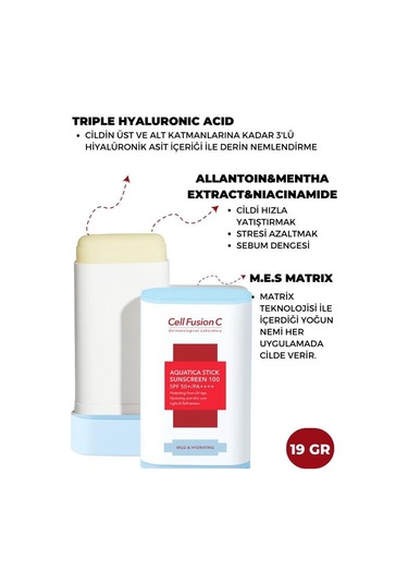 Cell Fusion C Aquatıca Nemlendirici Yüksek Koruyucu Stick Güneş Kremi 19 G