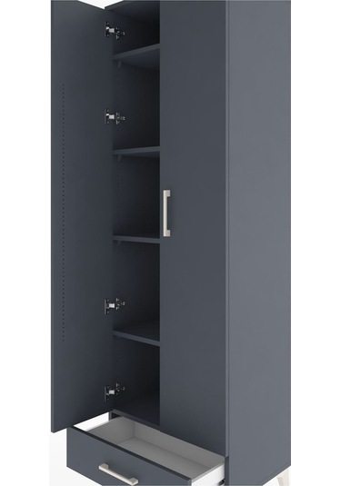 Hyperion Dolap 5 Raflı Tek Çekmeceli Tek Askılı 60x44x195 Ant... Antrasit