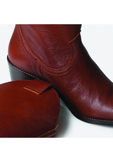 Camel Bot Kadın Ubeda Toni Pons Leather Cowboy Ankle Boots Wıth Heel kahverengi