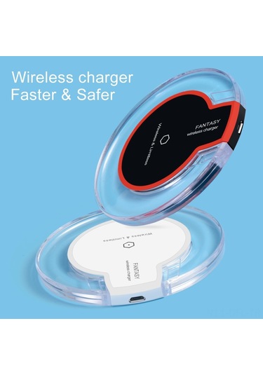 Dofolink Beyaz Kireç Desenli 5w Hızlı Şarj Qi Uyumlu Kablosuz Telefon Şarj Aleti Maks. 10mm Mesafe, %75 Verimlilik