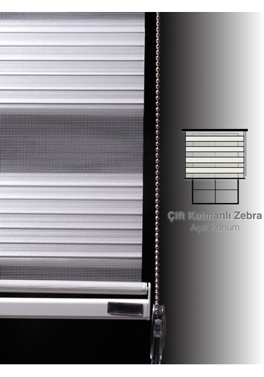 Br Perle Pliseli Kar Beyazı Rengi Zebra Perde Yüksek Kalite Alüminyum Kasa Kar Beyazı