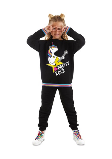 Denokids Mshb&g Rock Unicorn Kız Çocuk Eşofman Takım Renkli Çok Renkli