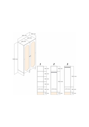 Münih 2 Kapaklı 43 - Gardrop - Krem / Yunus Krem / Yunus