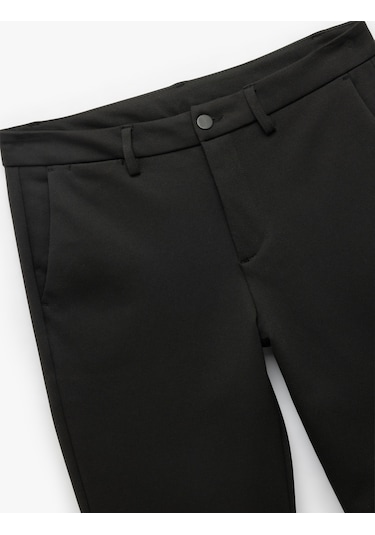 Koton Cep Detaylı Düğmeli Slim Fit Kumaş Pantolon Siyah 6wam40005hk Siyah