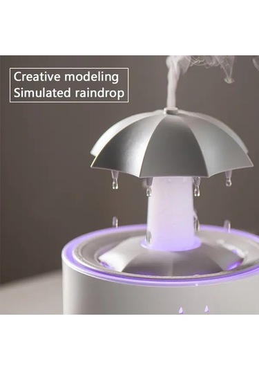 Motion003 Beyaz Döner Şemsiye Damlası Nemlendirici Büyük Sisli Ev Kullanımı Masaüstü Renkli Aydınlatma Uzaktan Kumanda Yatak Odası Ofis İçin