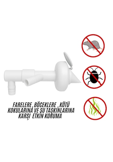 Çift Girişli Gider Çekvalf Adaptörü Ø50 Mm Çamaşır Bulaşık Maki