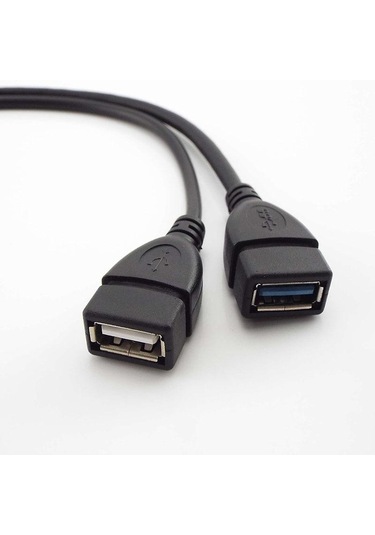 Usb Erkek - Çift Usb 3.0 Dişi Ekstra Güç Veri Y Uzatma Kablosu Hat Teli Konektörü Güç Kaynağı Mobil Cihazlar İçin