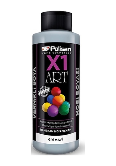 Polisan X1 Art Vernikli Hobi Boyası Gri Mavi 120 ML