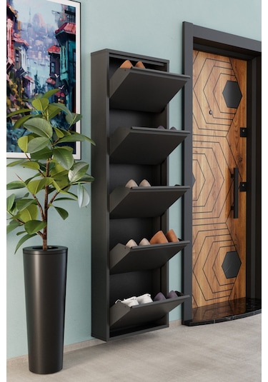 5 Kapaklı Metal Ayakkabılık Antrasit Antrasit