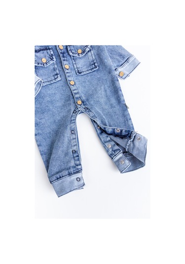 Esnek Erkek Bebek Kot Tulum 100% Cotton mavi