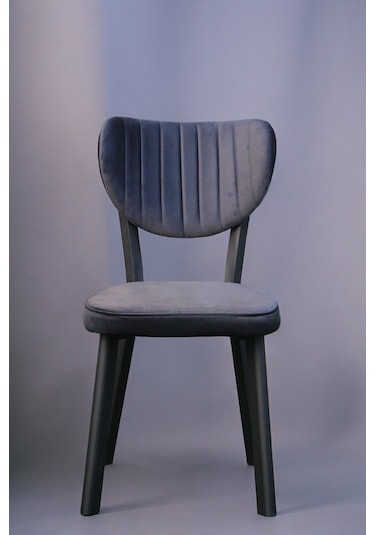 Rita Serisi, 1 Adet Antrasit Renk Elma Model Mutfak Sandalyesi, Yemek Sandalyesi Siyah Metal Ayak