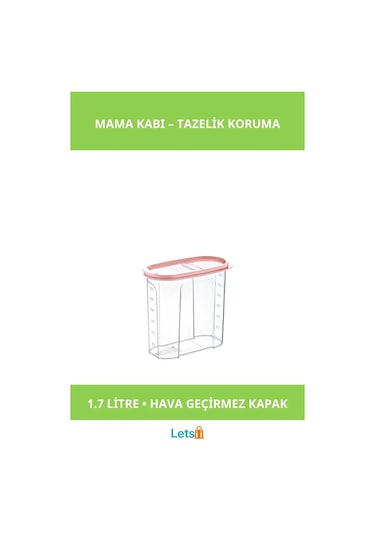 1.7 Litre Hava Geçirmez Kaliteli Plastik Mama Kabı