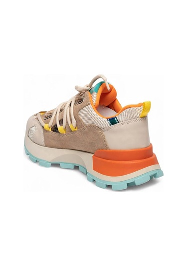 Celira Nut Oranj Multi Süet Cilt Bağcıklı Spor Ayakkabı Turuncu - Beyaz