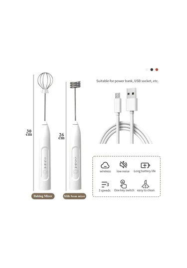 2'si 1 Arada Mutfak Eşyaları Usb Şarj Elektrikli Yumurta Çırpıcı Mini Blender Mutfak Aksesuarları Mikser Ev Aletleri Çift Kafa Bar Beyaz Beyaz