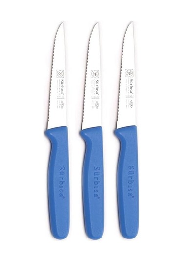 Sürbısa 3 Adet Sebze & Meyve Bıçağı Lazer Bilemeli Mavi 61004-lz Mavi