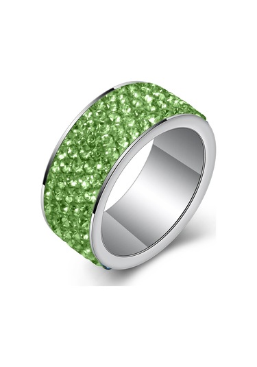 Yüzük Moda Paslanmaz Çelik Yüzük Elmaslı Kadın Eklemli Yüzük Tam Elmaslı Yüzük Takı Adm Yeşil