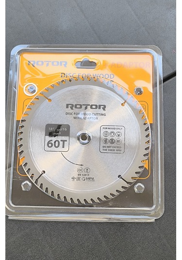 Ahşap Kesme Diski Rotor 185 20/16 Adaptörlü 60t