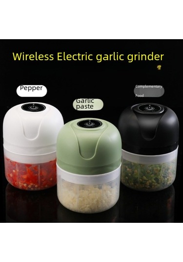 Aubyhe Mini Elektrikli Sarımsak Dilimleyici 250ml Yeşil - Kablosuz Mutfak Aleti, Hızlı Ve Verimli Sarımsak İşleme Siyah