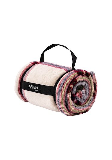 Peluş Polar Kamp Battaniyesi - Mavi Ekose - Acil Durum Battaniye - Argeus Camp Çok Renkli