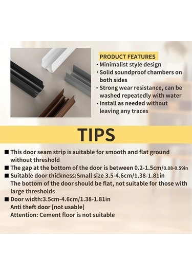 Tongdashop 36.6" Pvc Esnek Kapı Altı Contası - Kahverengi Su Geçirmez Rüzgar Süpürgesi Kahverengi