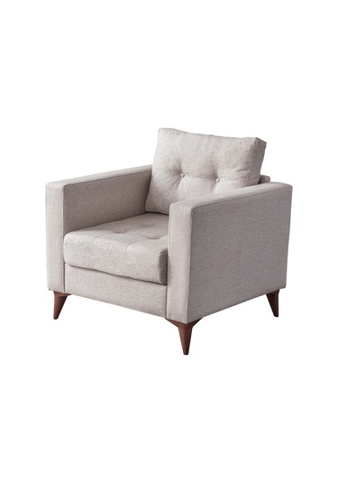 Eymense Kraft Krem Minderli Tekli Koltuk Berjer Krem