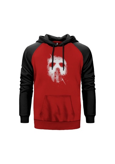 Friday The 13Th Kırmızı Reglan Kol Unisex Sweatshirt Hoodie Kırmızı