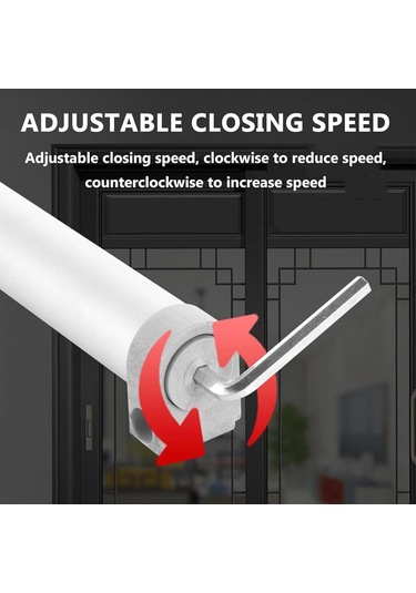 Vkemall Alüminyum Slayt Kapı Kapatıcı - Sessiz Pnömatik Tamponlama - Hız Ayarlı - 750-1300mm Kapı Genişliği Uyumlu Yalnız Aksesuar
