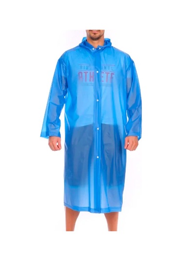 Unisex Kadın Ve Erkek Yağmurluk %100 Eva Çıtçıtlı Kapüşonlu Mavi