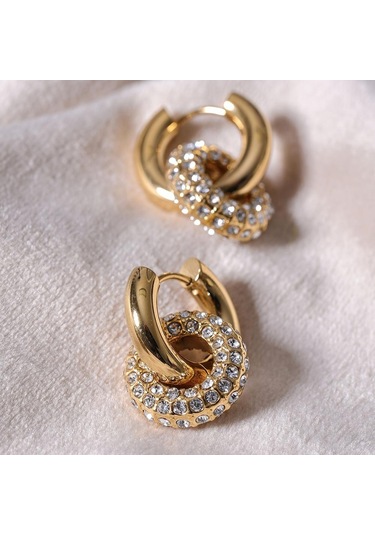 Eetit Narin Parlak Kübik Zirkonya Yuvarlak Paslanmaz Çelik 18 K Altın Rengi Huggie Hoop Küpe Yüksek Kalite Charm Takı Hediye Çok Renkli