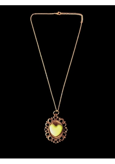 Karanlıkta Parlayan Fosforlu Metal Zincirli Kolye Altın - Yeşil