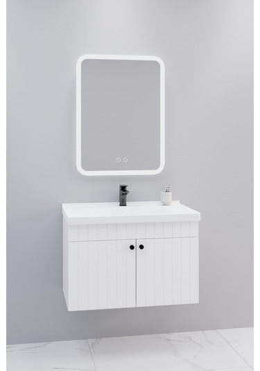 Avien 80 Cm Banyo Dolabı Cmr Led Aynalı Beyaz - Boy Dolap Hariç Beyaz