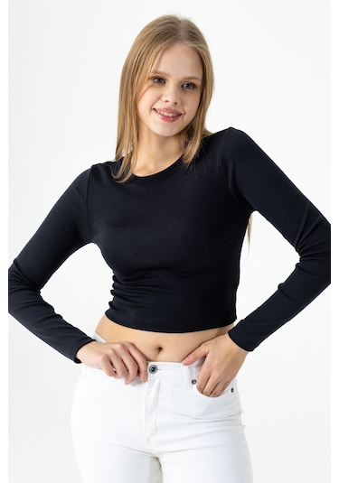 Giysa Kadın Bisiklet Yaka Pamuklu Basic Body Siyah - Mw0000832 Siyah