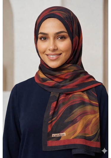 Cardion Pamuk İpek Şal - 70 X 180 - 06302 Siyah - Bordo