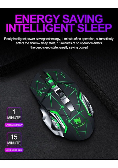 Springsun Thunder Wolf Q13 Şarjlı Sessiz Kablosuz Mekanik Oyun Faresi - Işıklı Ve Ergonomik Tasarım Q13