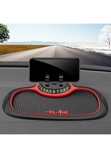 Tenfowee 360 Dönebilen Araç Telefon Tutucu Ve Gizli Plaka Pedi - Çok Amaçlı, Kaymaz Pvc Mat Diğer