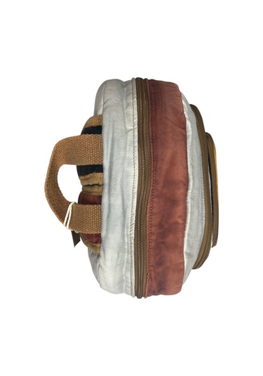 Kaliteli Vintage Salaş Yıkama Kumaş Disayn Günlük Gezi Okul Sırt Çantası 30cmx40cm Bej - Sarı