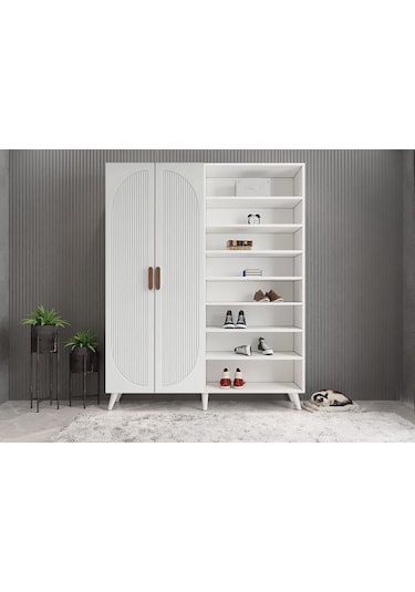 Koza Membran 4 Kapaklı Portmanto Montaj Dahil Beyaz 160 Cm