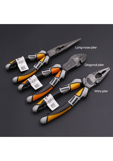 Gajeena Endüstriyel Elektrikçi Testere: Krom-vanadyum Çelik, Tel Kesme, Uçlu/eğik Ağız Seçenekli 8 İnç Profesyonel Pense Turuncu