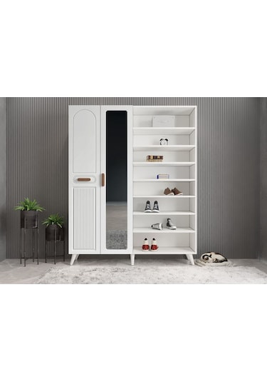 Zenon Membran 4 Kapaklı Portmanto Montaj Dahil Beyaz 140 Cm