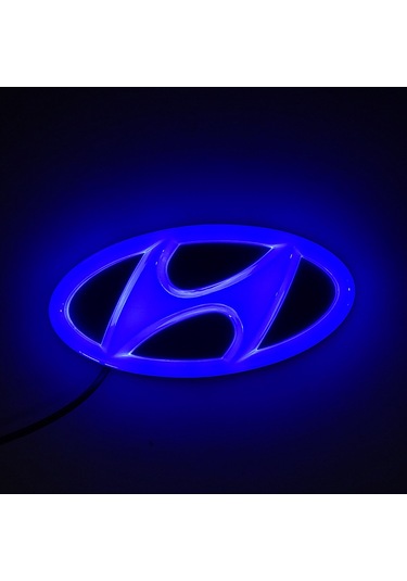 Geeksen Hyundai Işıklı İşaret Fişeği Hyundaı Ix25 Arka Lambası Led Işık İşaret Fişeği Işığı Mavi 13 6.45cm 4d Araba Logosu Işığı