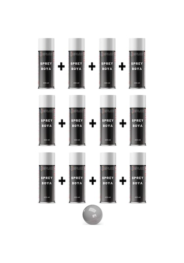 12 Adet Ral 8802 Gümüş Sprey Boya 400 Ml.