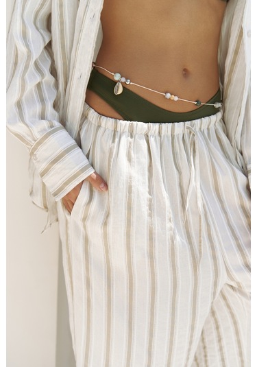 Priskiana Bağcıklı Haki Pantolon Gömlek Takım Haki