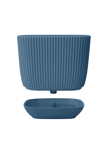 Omnipazar Krs-384 Dekoratif Plastik Mercan Kare Saksı 4 Litre No 4 Gece Mavisi