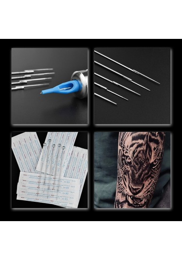 Shineyee Atomus 100 Parça Paslanmaz Çelik Dövme İğneleri Seti, 1rl 3rl 5rl 7rl 9rl Karışık Modeller, Profesyonel Kullanım